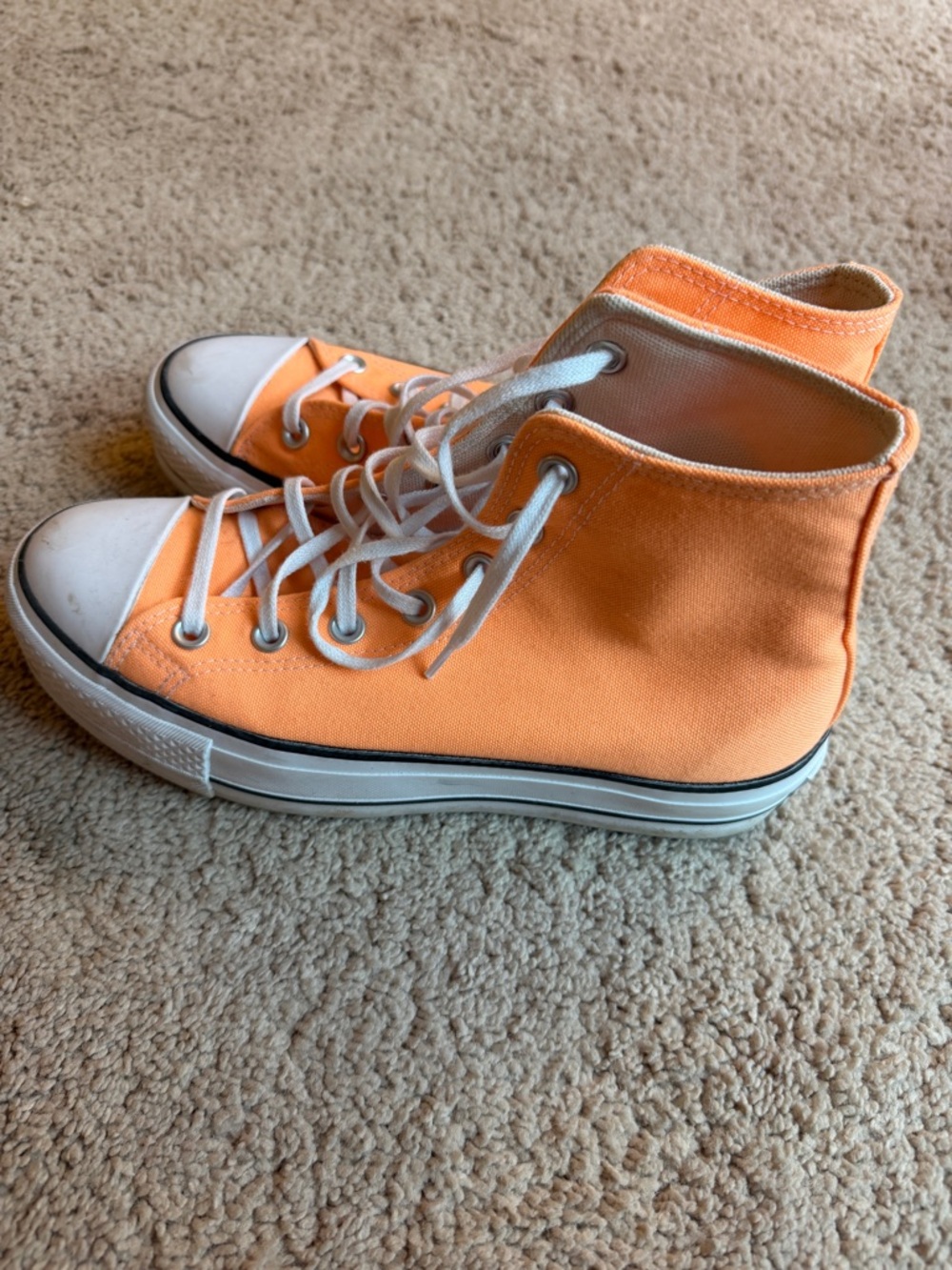 Platform Converse High-Top Canvas Sneakers in Orange